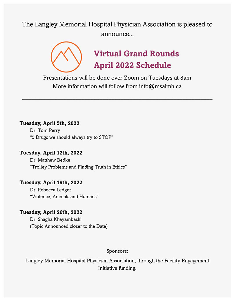 Grand Rounds Schedule - April 2022
